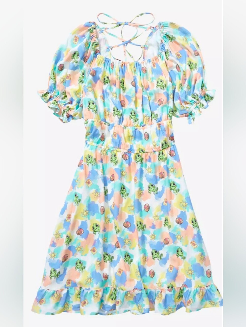 Disney Tangled Watercolor Icons Smock Dress - Size Large